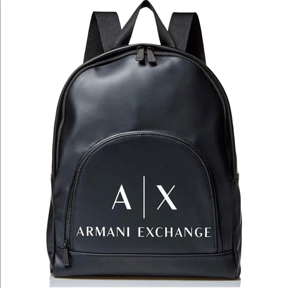 A|X Armani Exchange Logo Front Pocket Backpack, Black/White